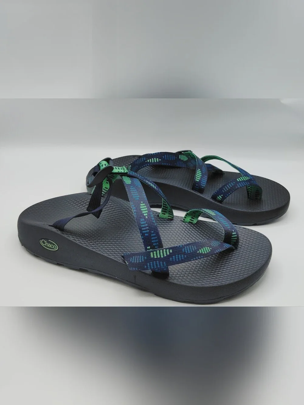 Chaco Navy and Green Patterned Strap Sandals